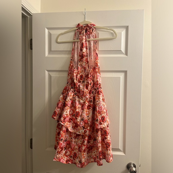 TOPERTH HALTER NECKLINE NAPE TIE FLORAL MIDI DRESS - Picture 4 of 5